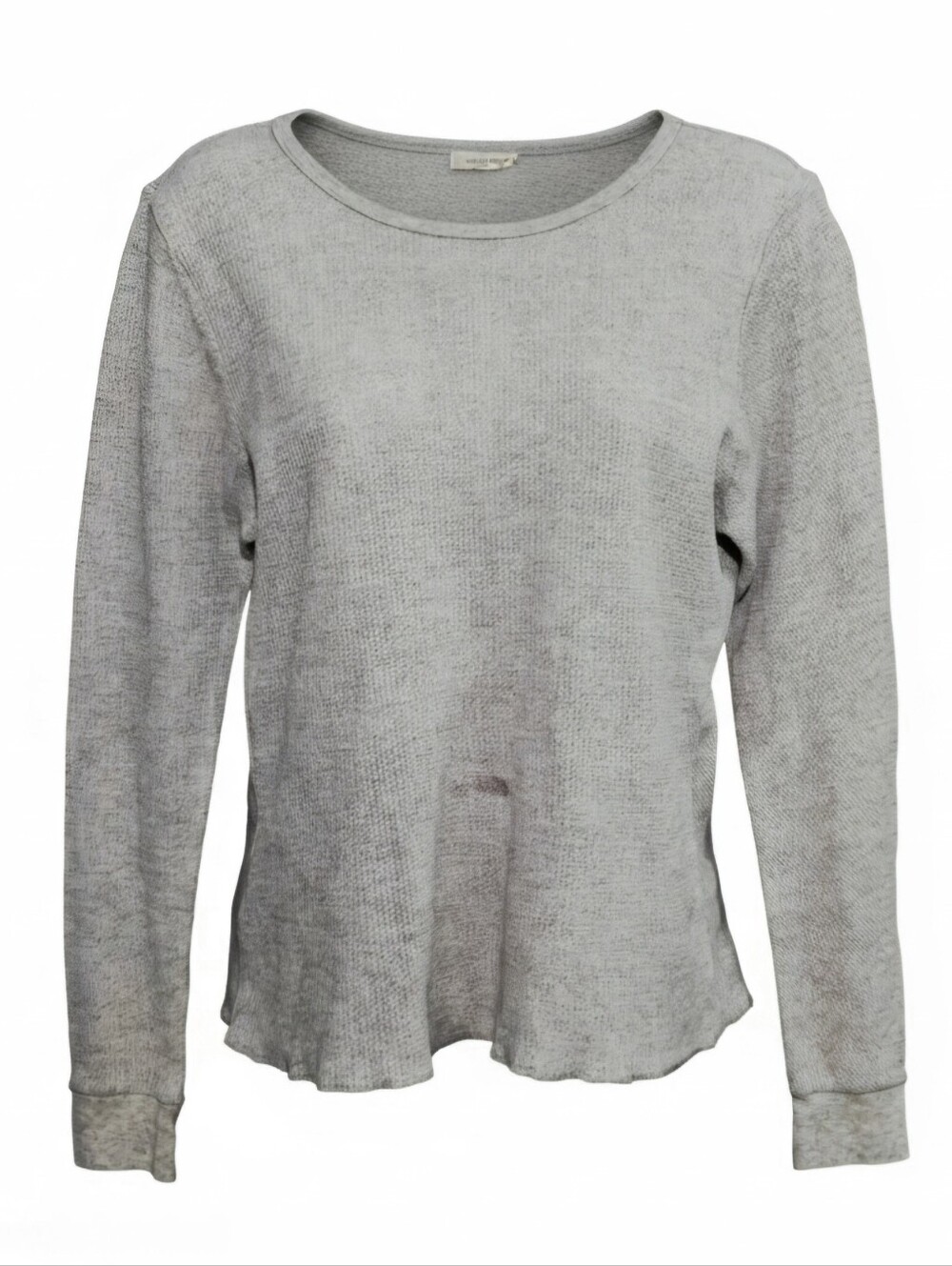 Gildan Heather Gray Waffle Knit Thermal Long Sleeve Crewneck Top S Gorpcore